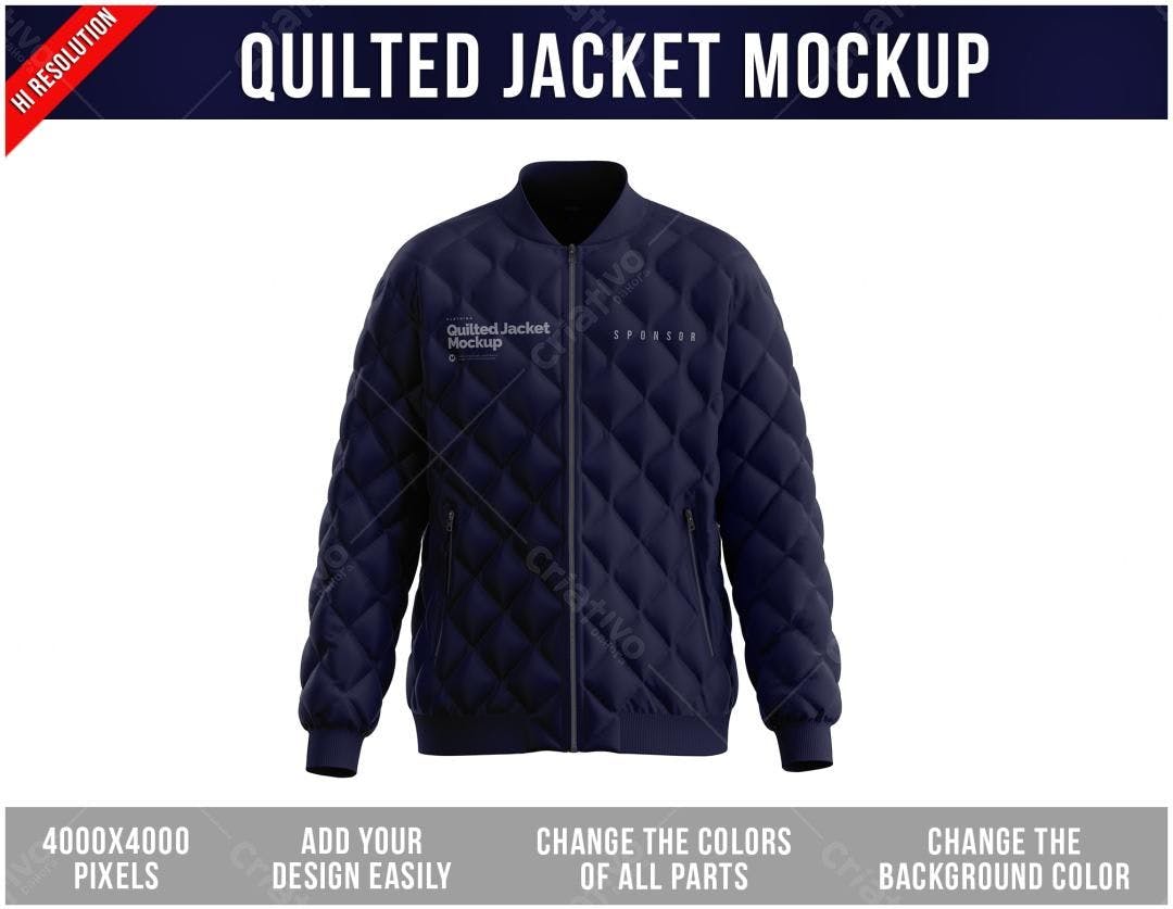 Mockup Jaqueta Matelassê Azul-Marinho