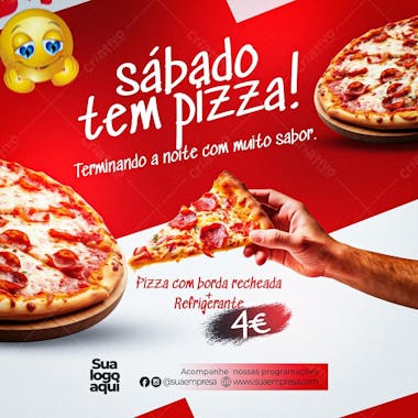 Flyer sábado tem pizza social media