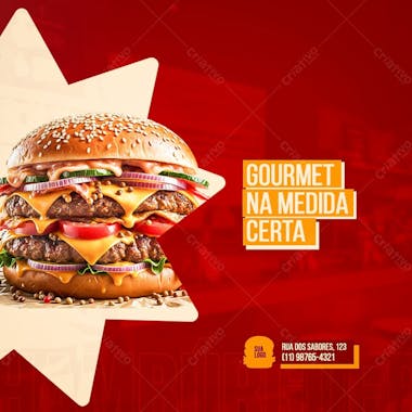 Gourmet na medida certa psd editável hambúrgueria