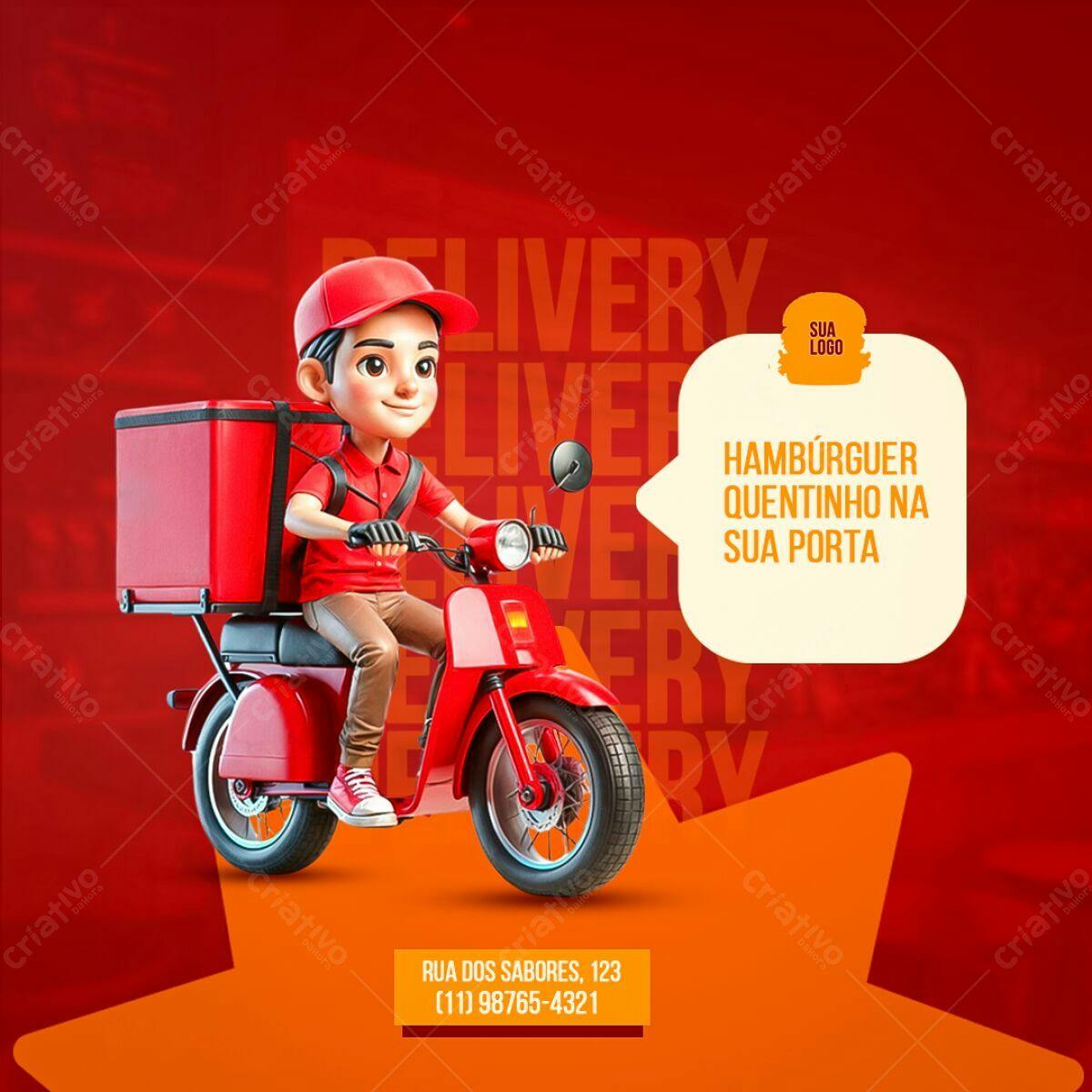 Flyer para Delivery de Hambúrguer PSD Editável