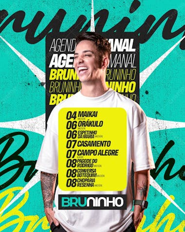 Agenda semanal setembro bruninho (feed e stories)