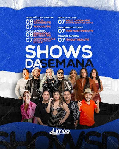 Shows da Semana - Artistas Limão Produções (Feed e Stories)