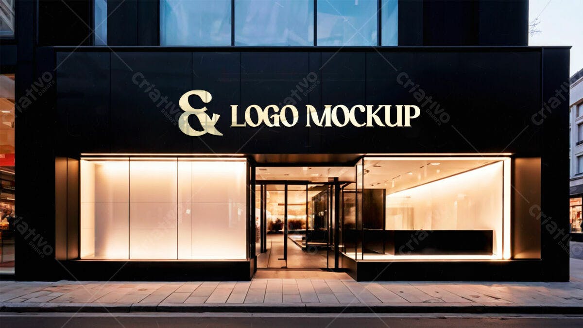 Mockup Loja Exterior Noturno PSD Editável
