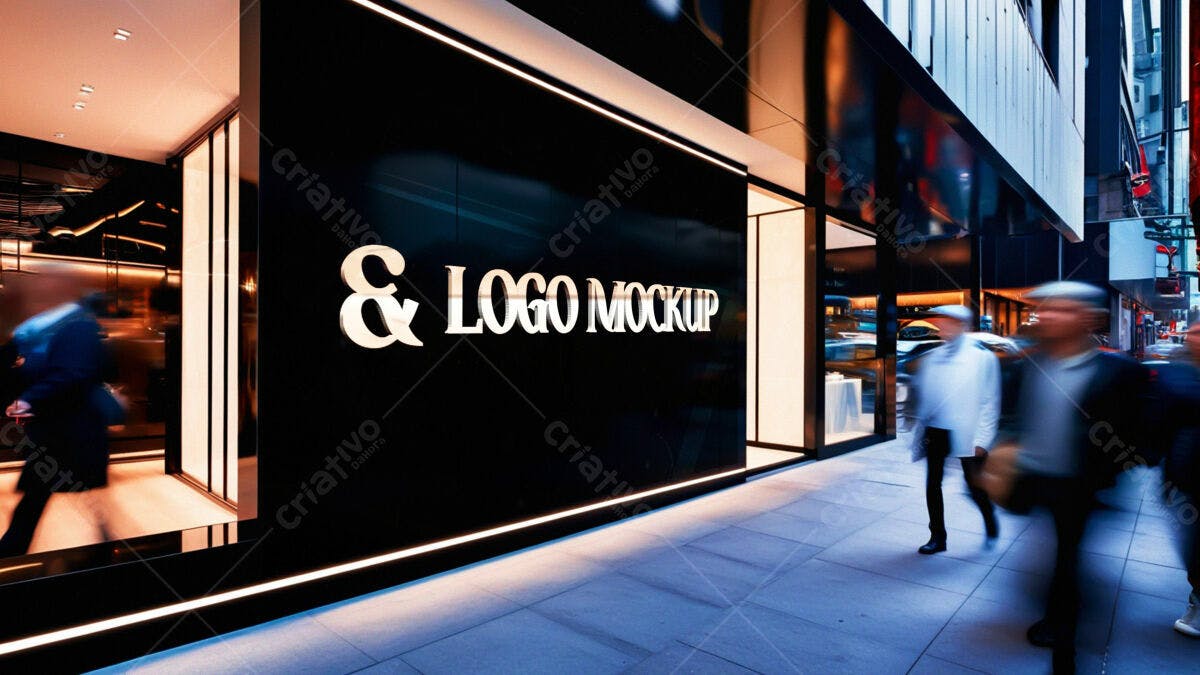 Mockup de Logotipo para Fachada de Loja PSD Editável