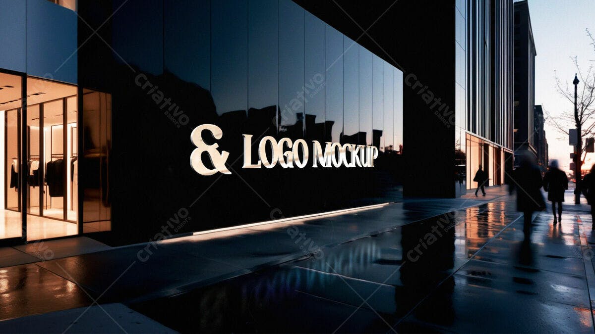 Mockup de Logotipo para Fachada de Loja PSD Editável