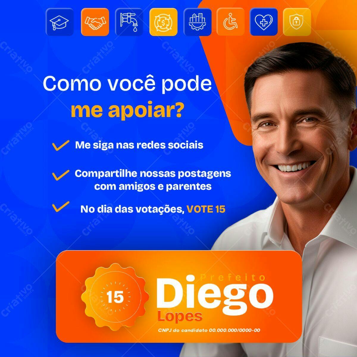 Postagem de Apoio a Candidato PSD Editável