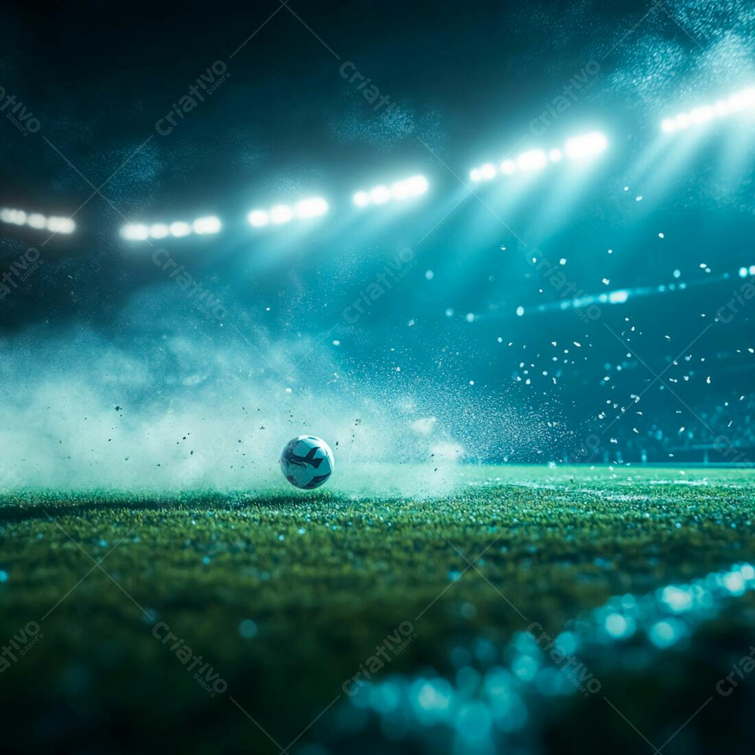 Bola de futebol em jogo noturno