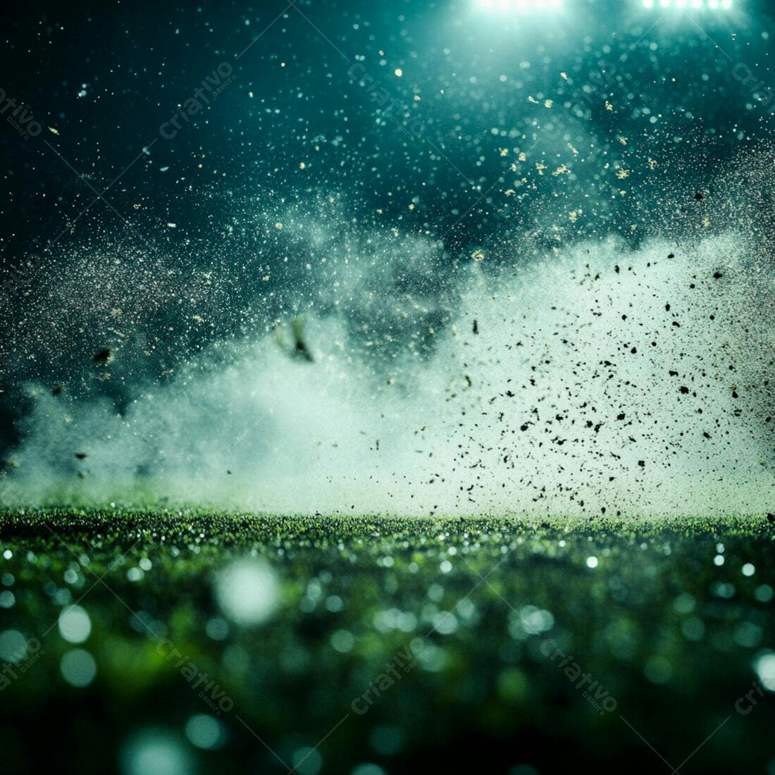 Explosão de terra em campo de futebol