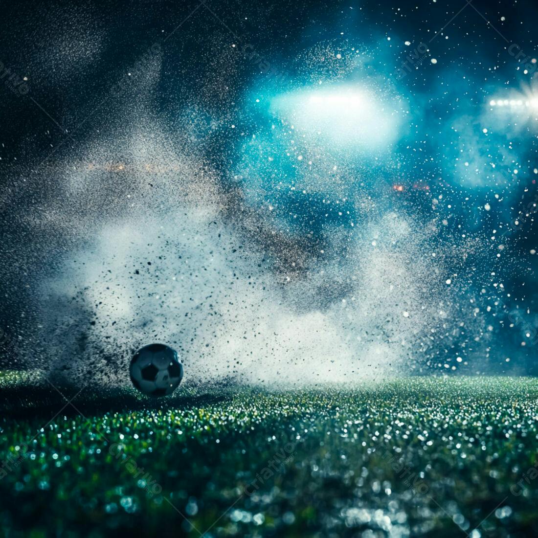 Bola de futebol em jogo noturno