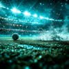 Football field at night with fog and dust