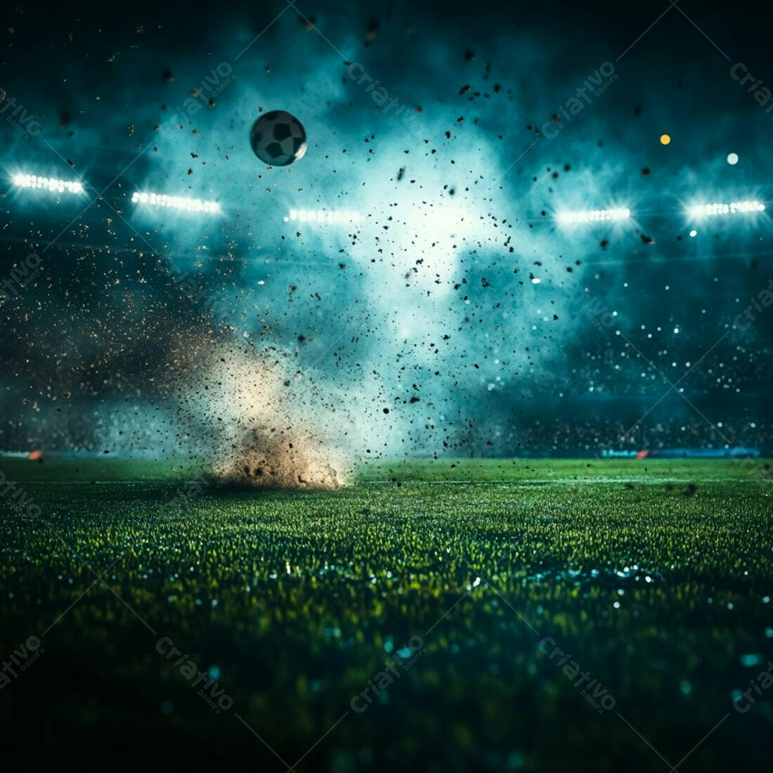 Bola de futebol em jogo noturno