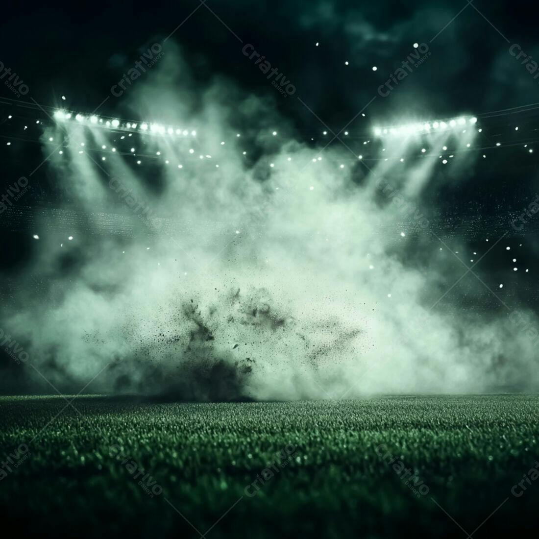 Explosão de poeira em estádio noturno