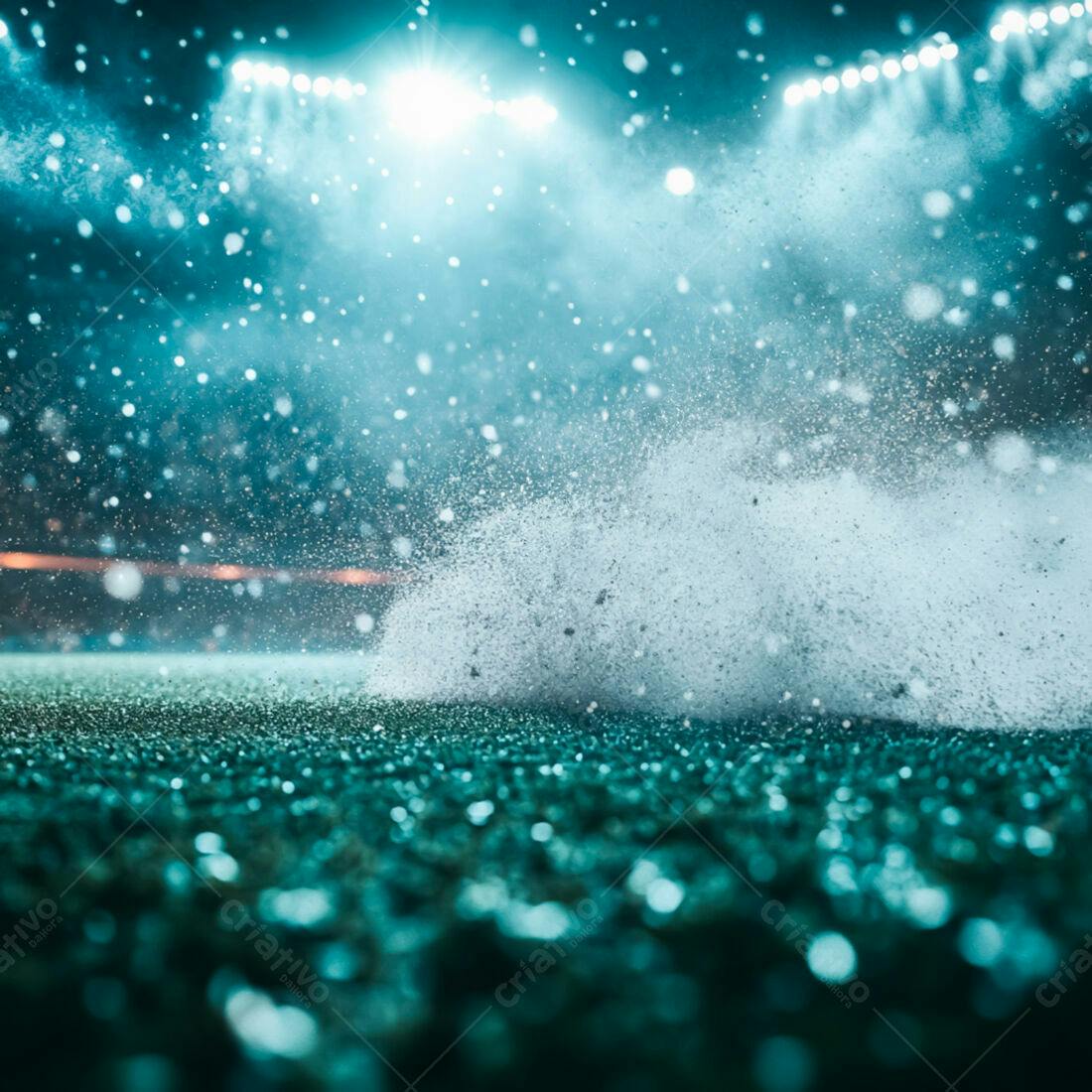 Explosão de água em campo noturno