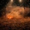 Low angle of an improvised goalpost in a soccer field.