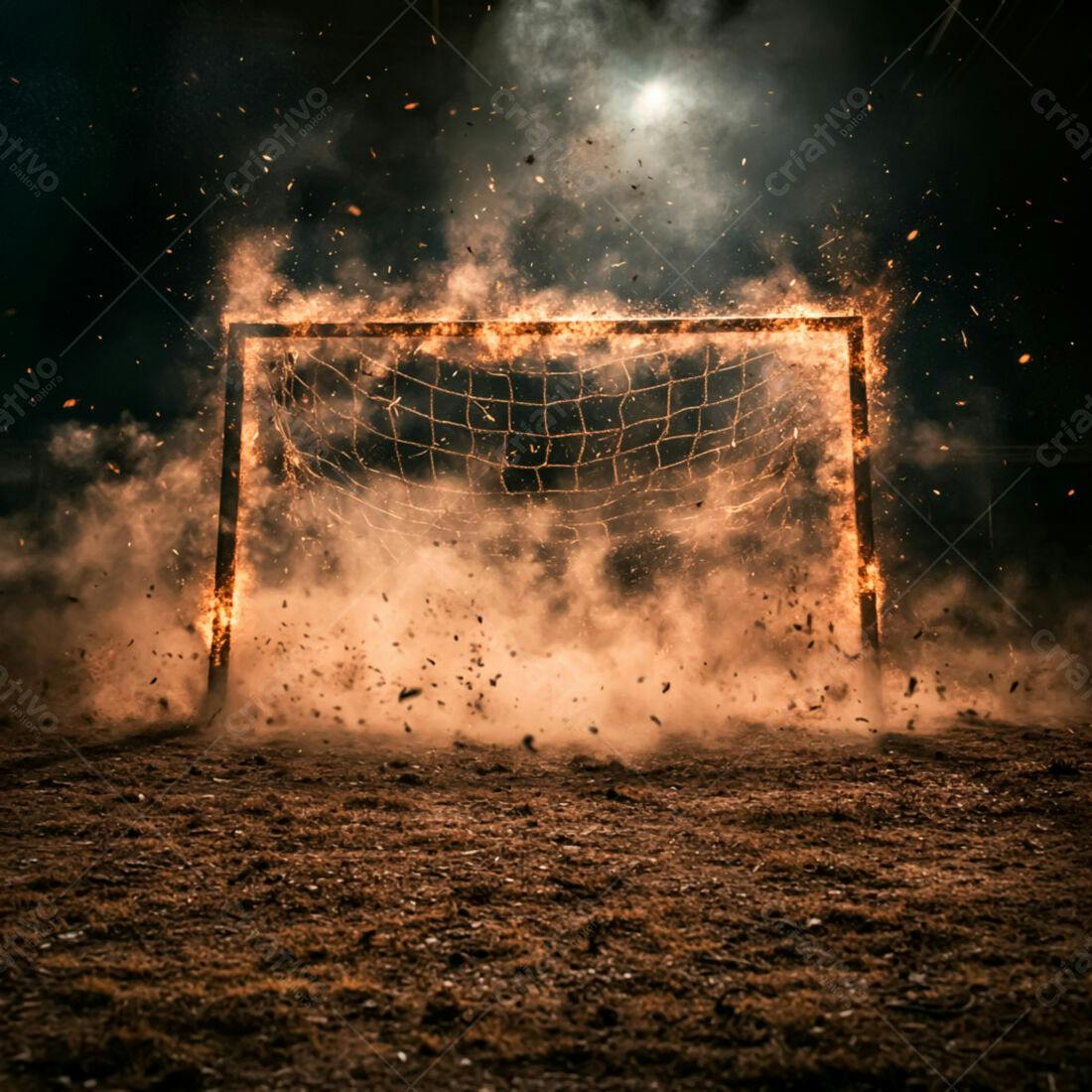 Gol de Fogo em Campo Noturno