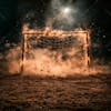 Low angle shot of an improvised goalpost in a soccer field