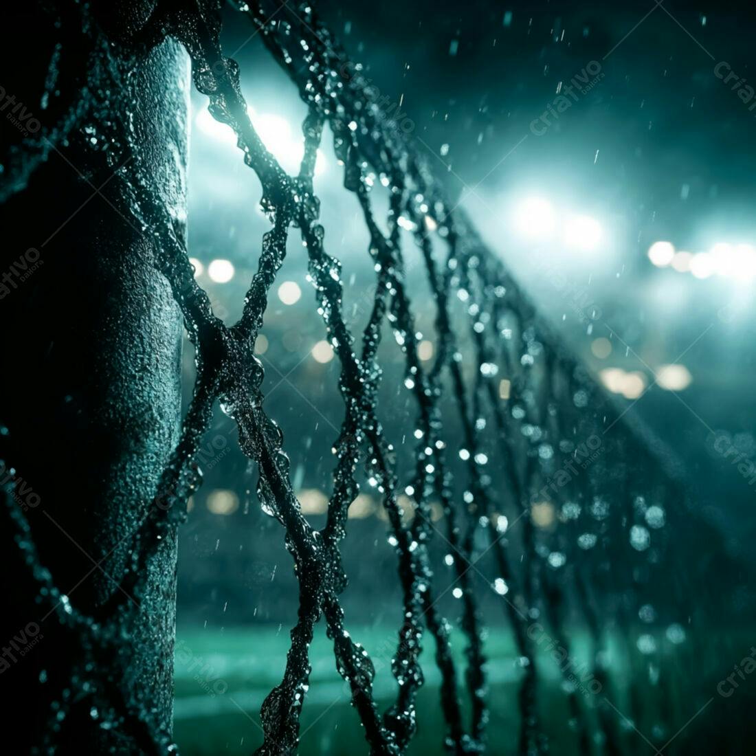 Alambrado Molhado Sob Chuva Noturna