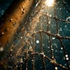 Close up of a goalpost on a soccer field at night