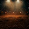 Image of an improvised soccer field at night with lights