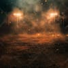 Image of an improvised soccer field at night with lights