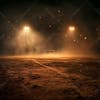 Image of a nighttime improvised soccer field with lights