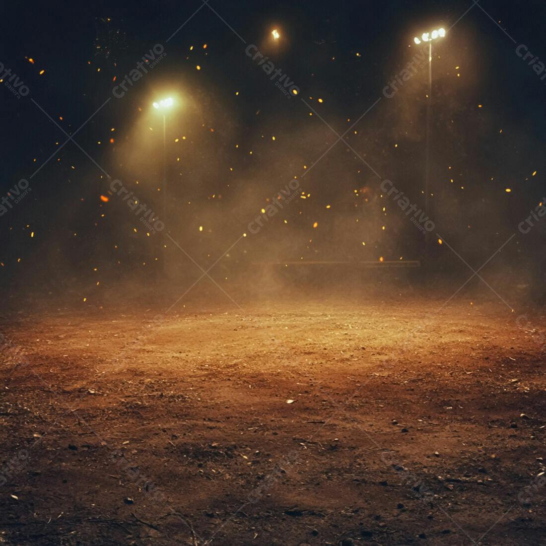 Campo Noturno com Luzes e Partículas