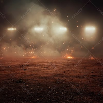 Imagem De Um Campo De Futebol Improvisado A Noite Com Luzes