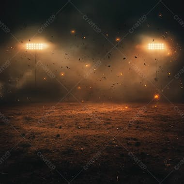 Imagem de um campo de futebol improvisado a noite com luzes