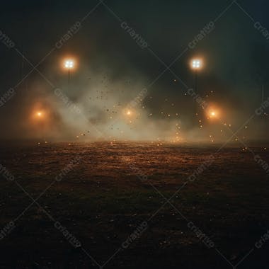 Imagem de um campo de futebol improvisado a noite com luzes