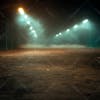 Image of an improvised soccer field at night with lights