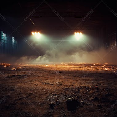 Imagem de um campo de futebol improvisado a noite com luzes