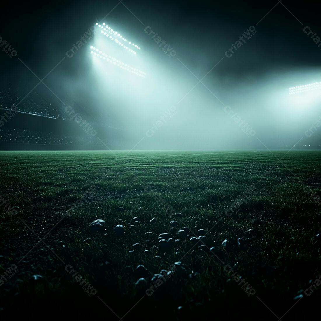 Campo de futebol noturno iluminado
