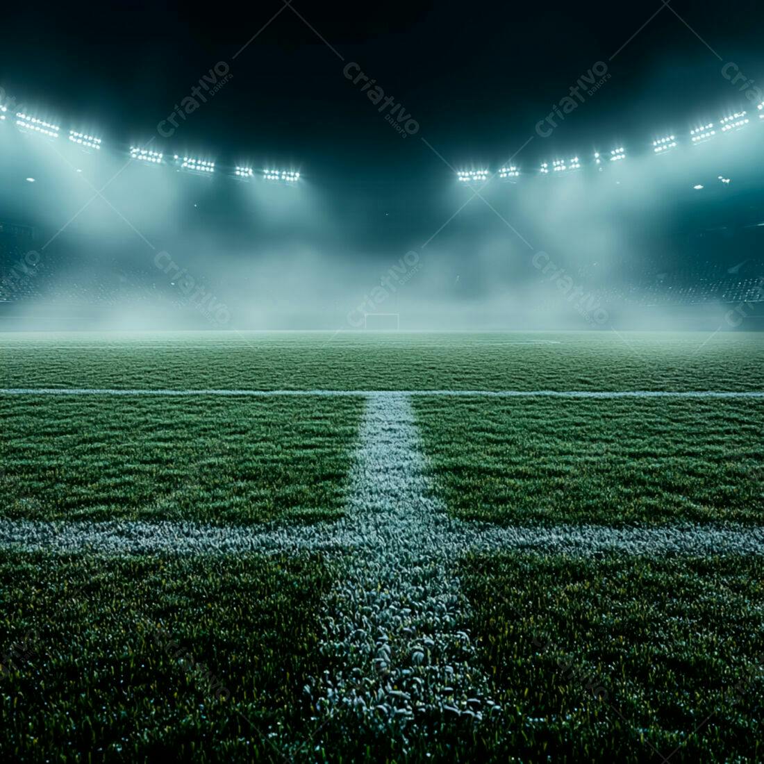 Campo de futebol noturno iluminado