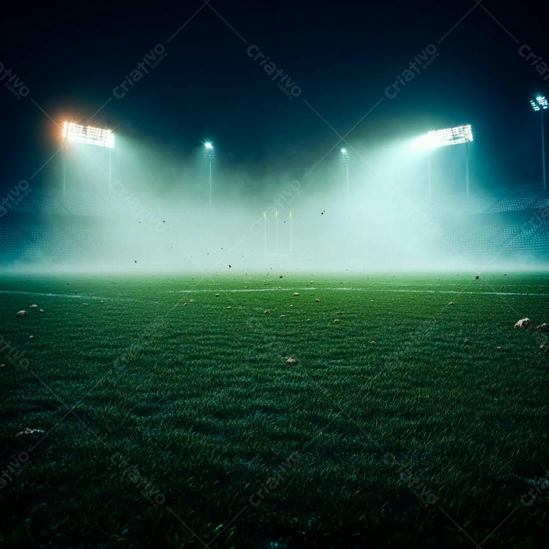 Campo de futebol noturno nebuloso