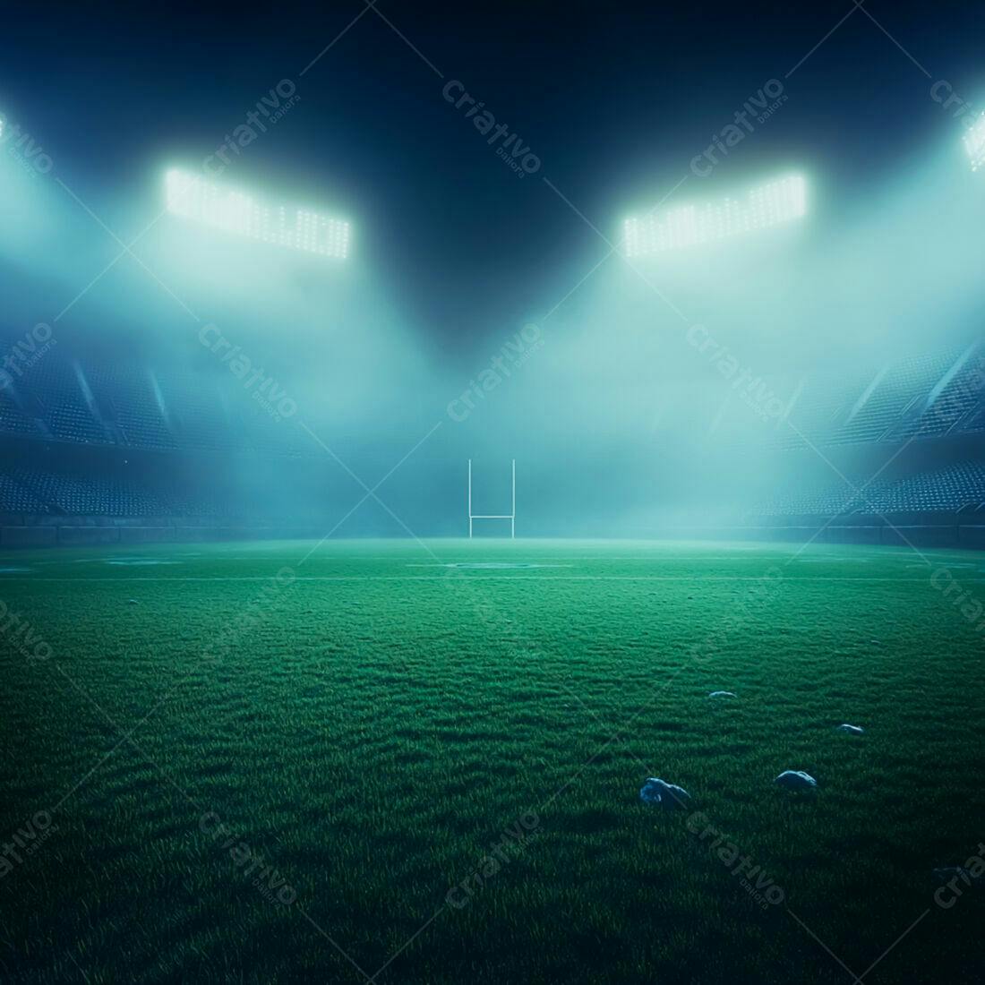 Campo de Rugby Noturno Nebuloso