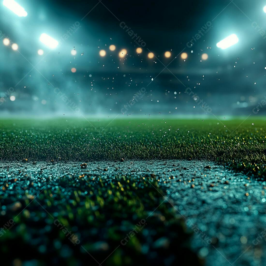Campo de futebol molhado noite