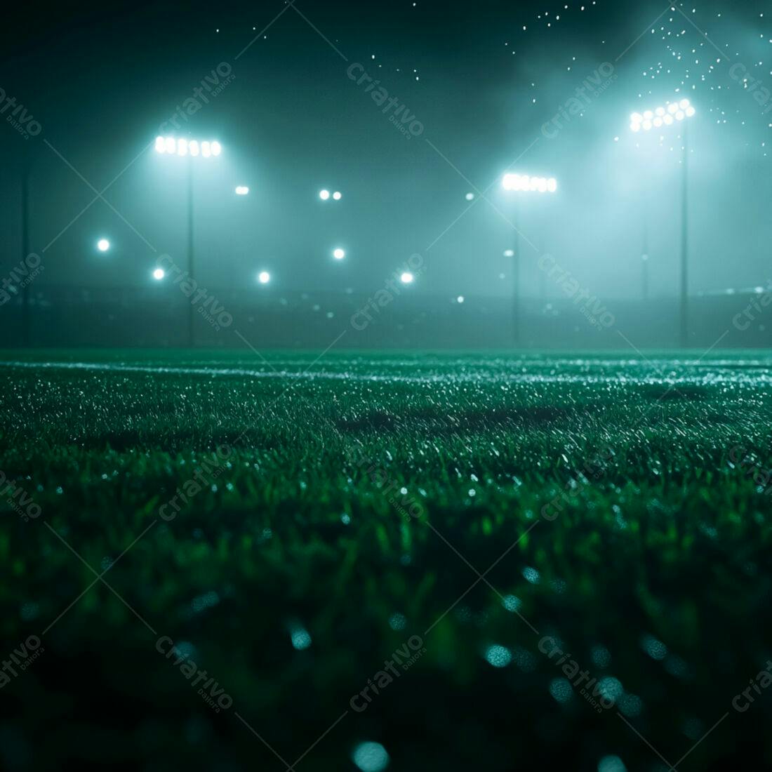 Campo de futebol noturno iluminado