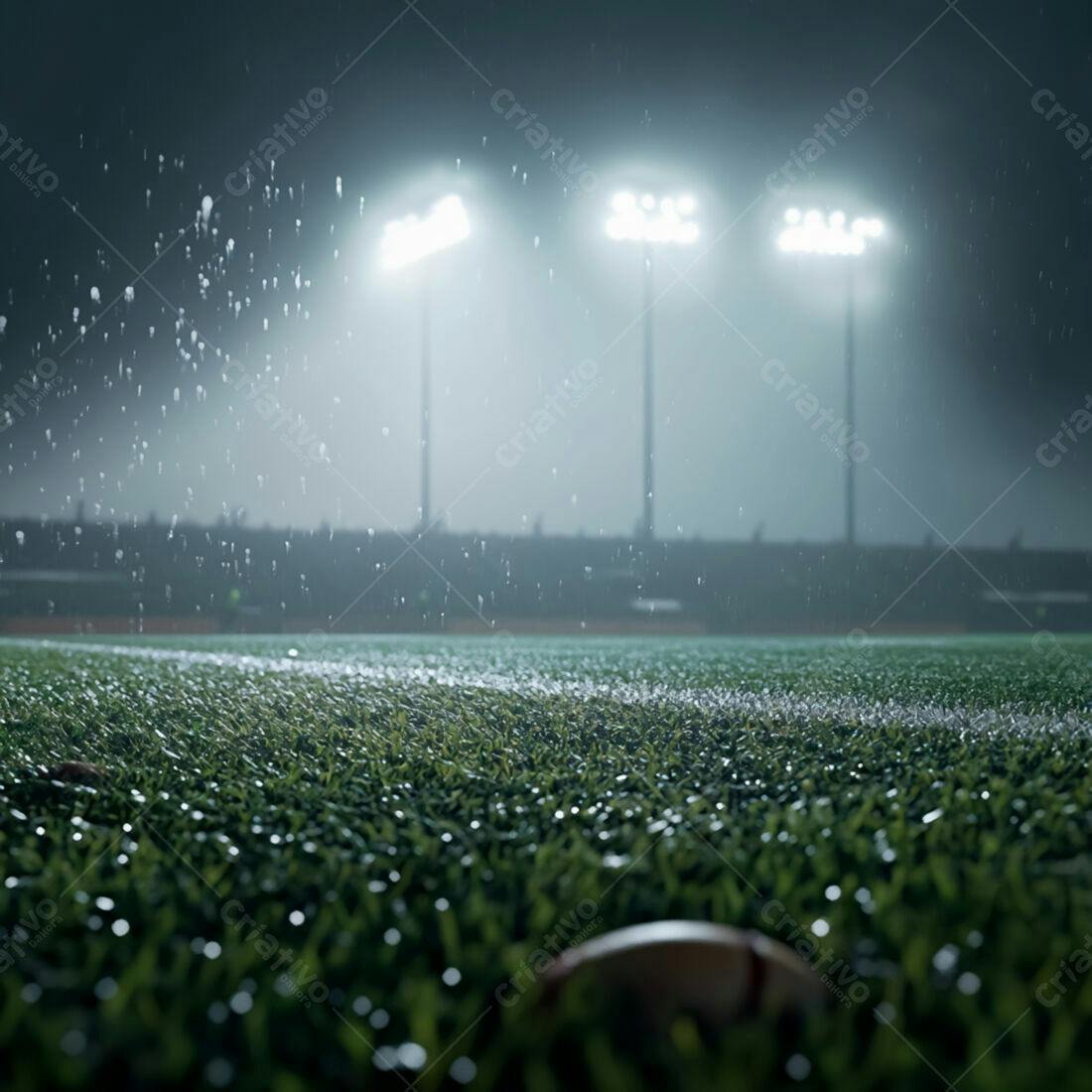 Campo de Beisebol Chuvoso Noturno