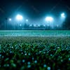 Soccer field filled with fog and dust particles