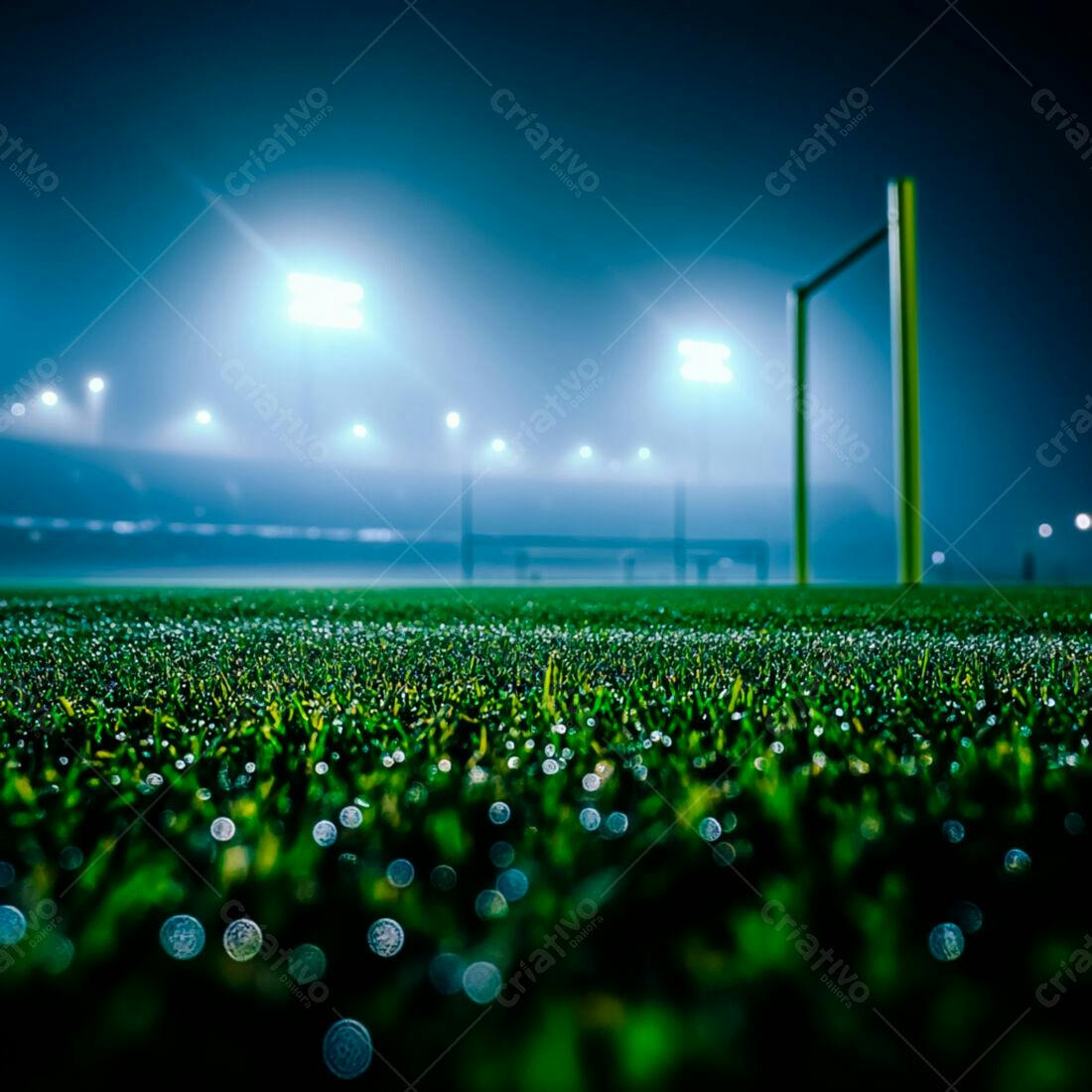 Campo de Futebol Noturno Chuvoso
