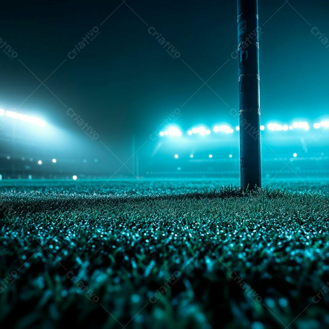 Estádio noturno grama molhada