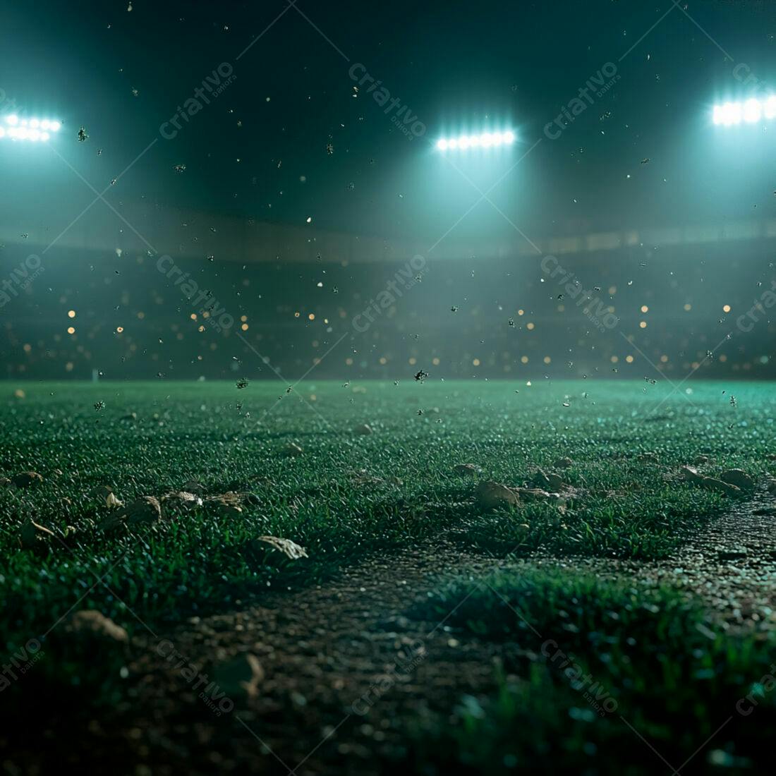 Campo de futebol noturno sob os refletores