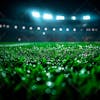 Soccer field filled with fog and dust particles