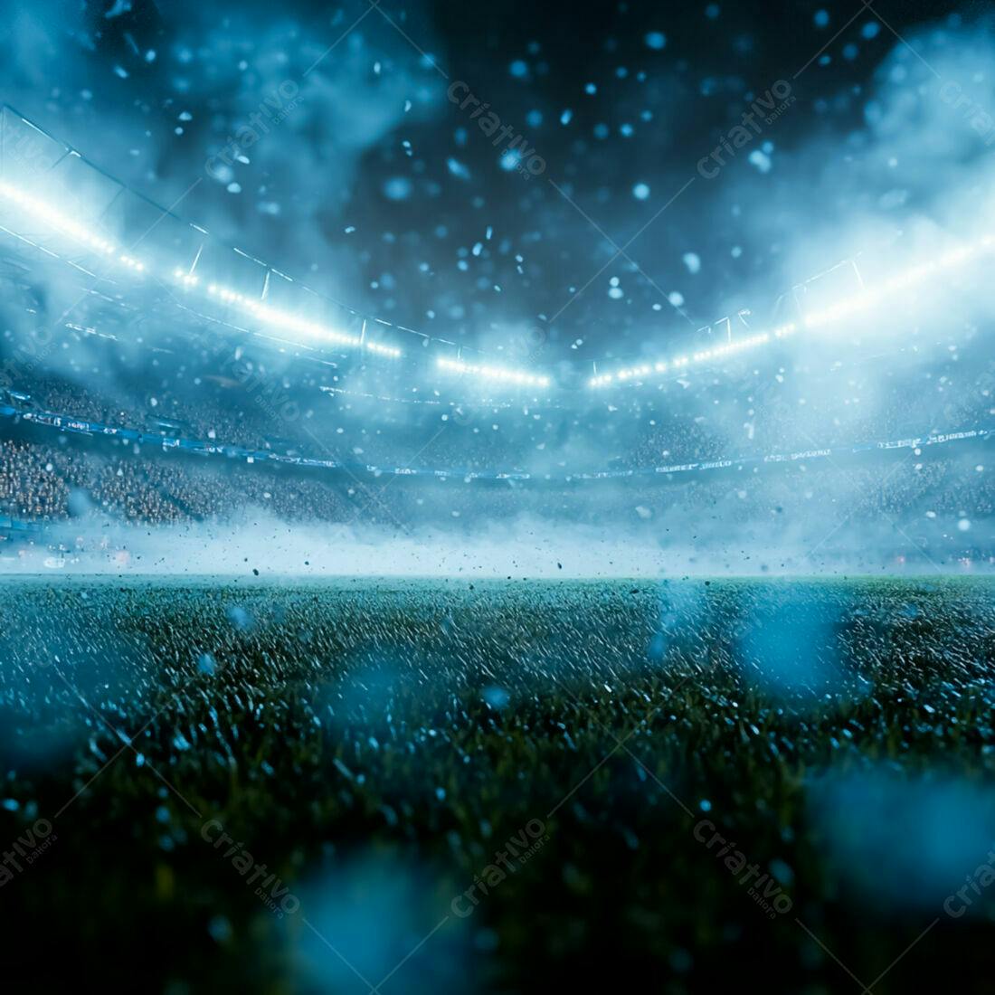 Estádio de futebol nevado noite