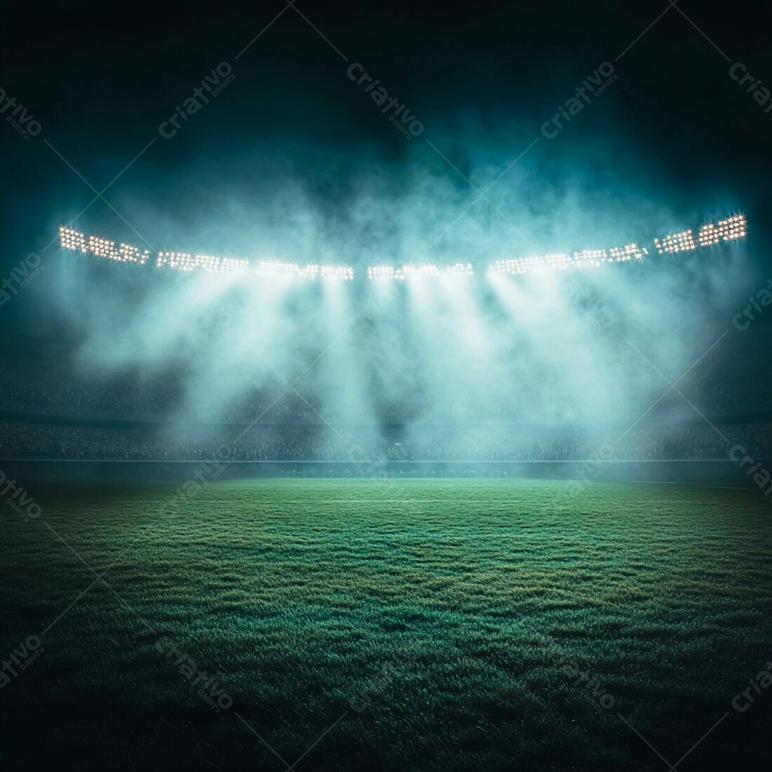Campo de futebol iluminado à noite