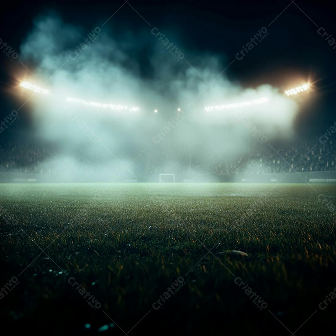 Campo de futebol noturno iluminado