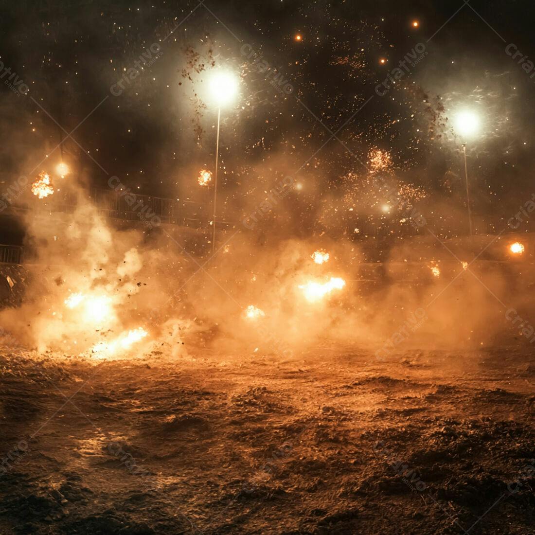 Explosão de fogos de artifício noturna