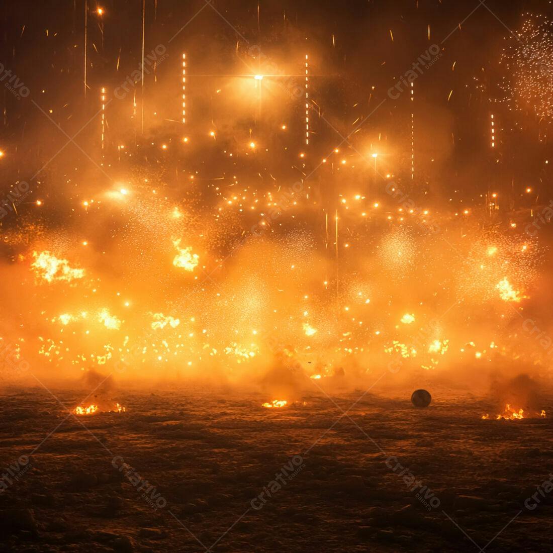 Explosão de fogos de artifício noturnos