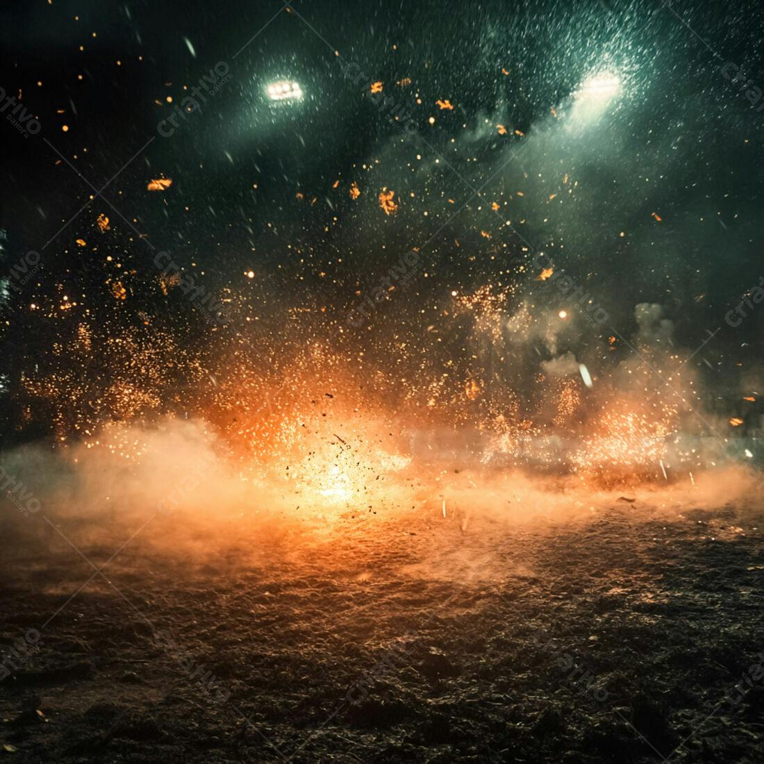 Explosão de fogos de artifício noturna