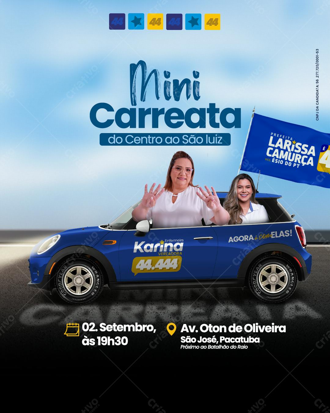 Flyer Mini Carreata Política PSD Editável